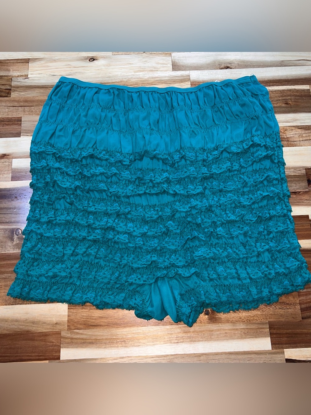 Vintage Malco Modes Sz XL Green Pettipant Lace Ruffle Square Dancing Bloomers